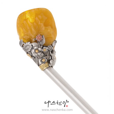 Amber silver binyeo hairpin (Amber Binyeo)