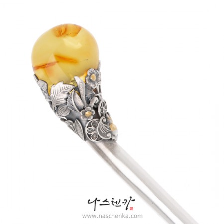 Amber silver binyeo hairpin (Amber Binyeo)