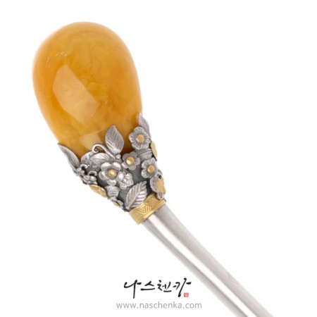 Amber silver binyeo hairpin (NASCHENKA Signature Binyeo)