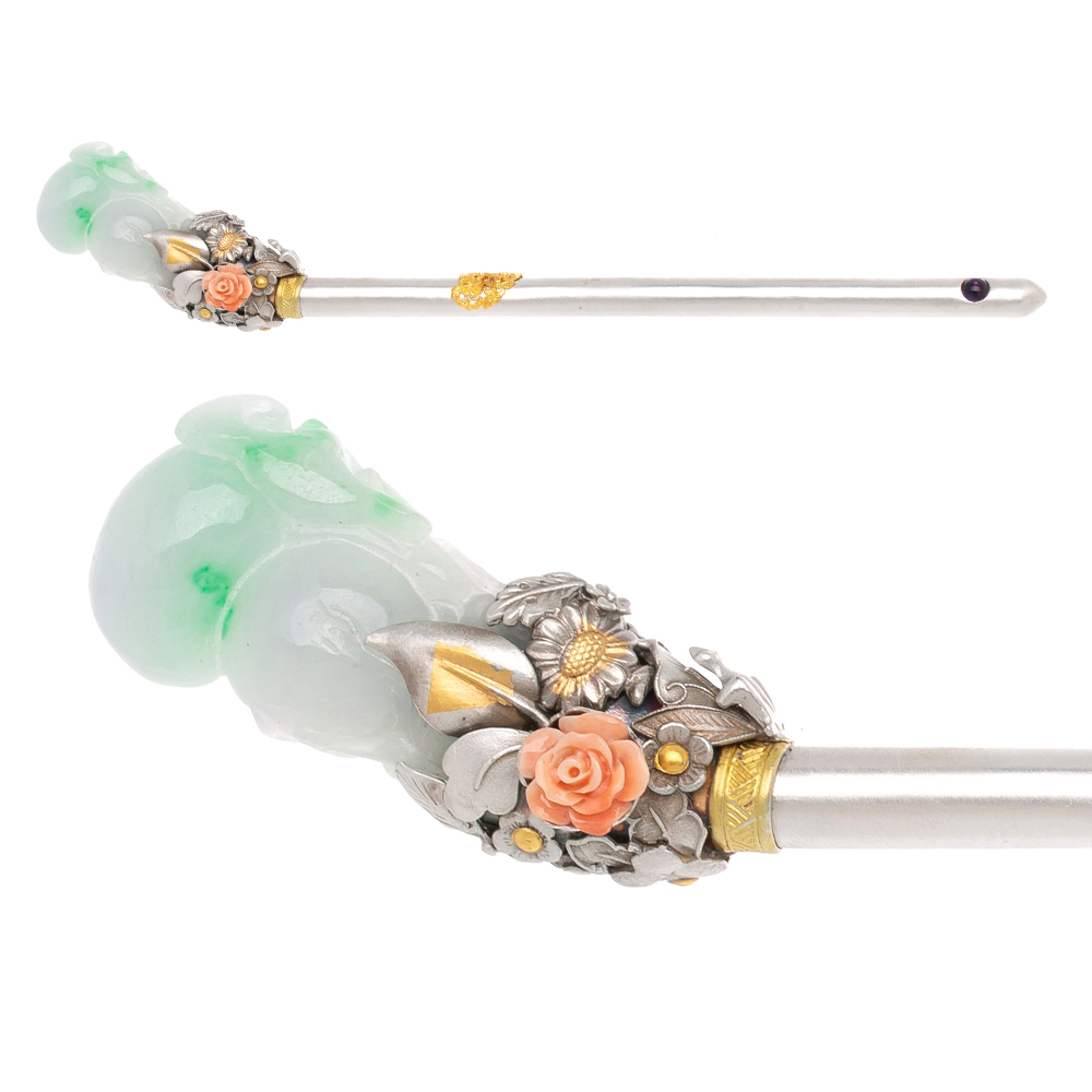 Jade gemstone binyeo hairpin (NASCHENKA Signature Binyeo)