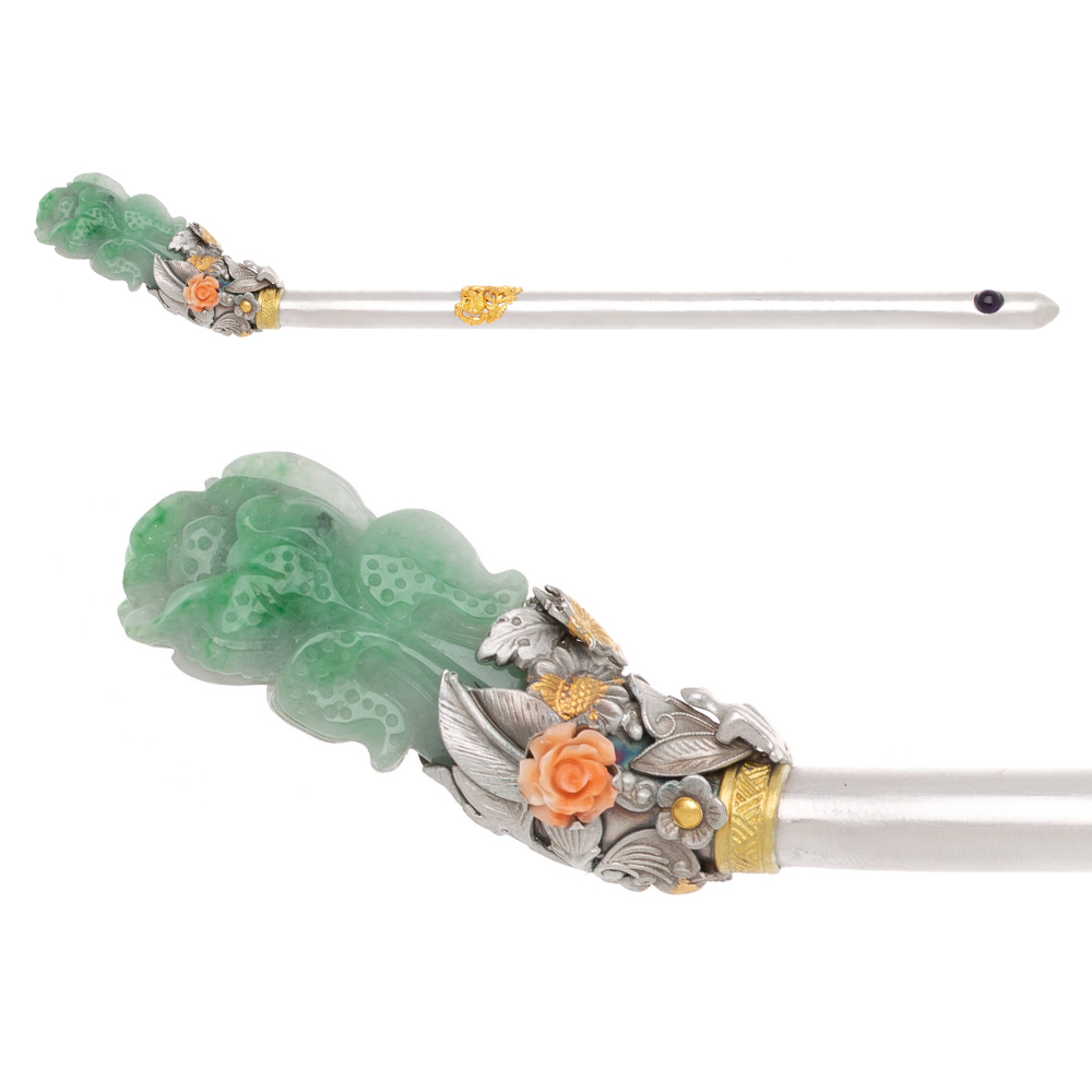 Jade silver binyeo hairpin (NASCHENKA Signature Binyeo)