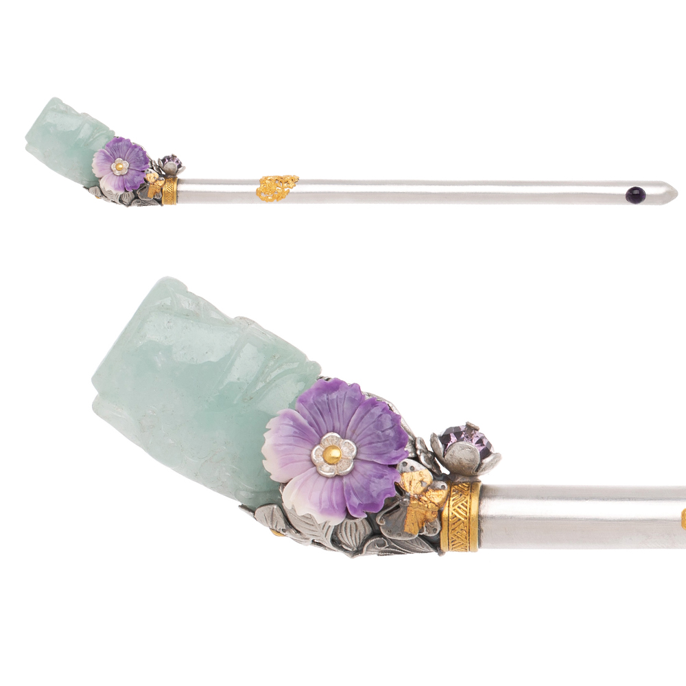 Jade silver binyeo hairpin (NASCHENKA Signature Binyeo)