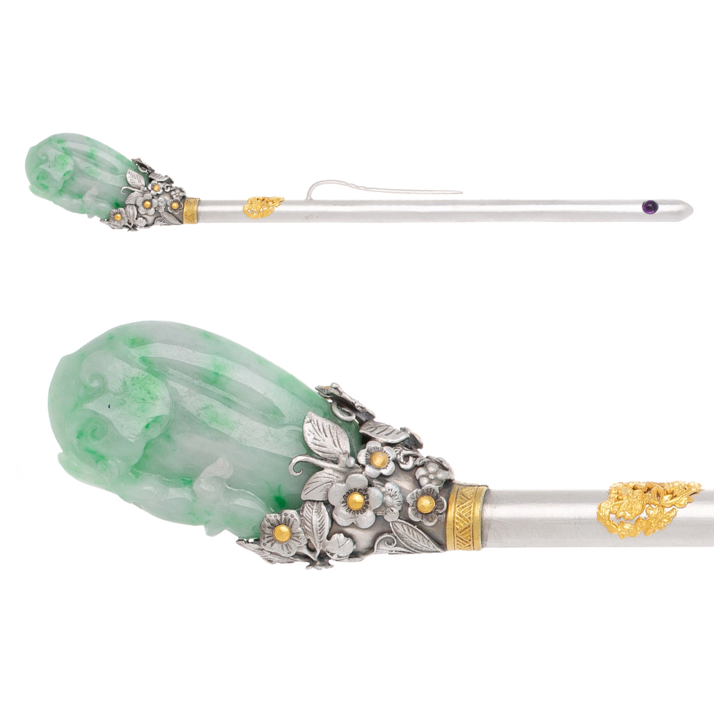 Jade silver binyeo hairpin (NASCHENKA Signature Binyeo)