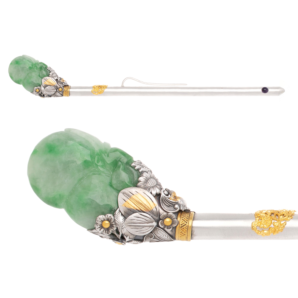 Jade gemstone binyeo hairpin (NASCHENKA Signature Binyeo)