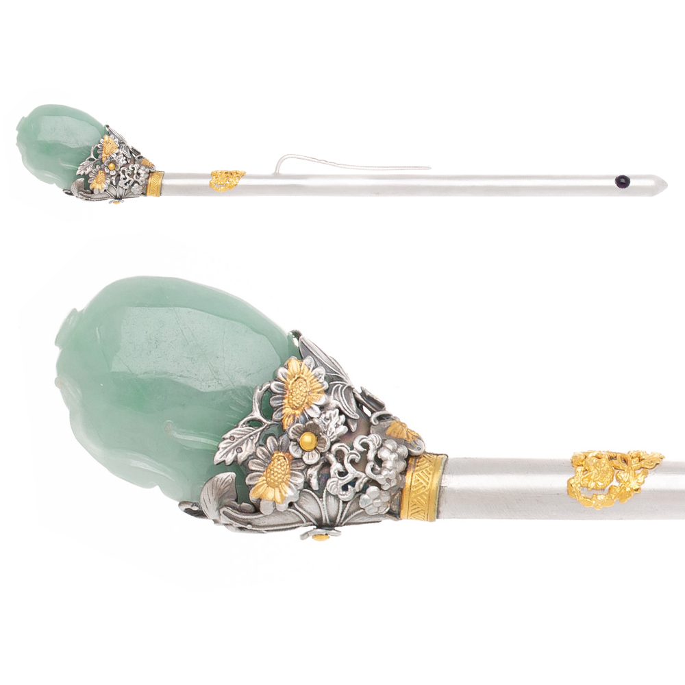 Jade silver binyeo hairpin (NASCHENKA Signature Binyeo)