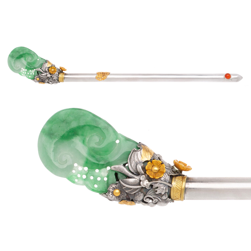 Jade silver binyeo hairpin (NASCHENKA Signature Binyeo)