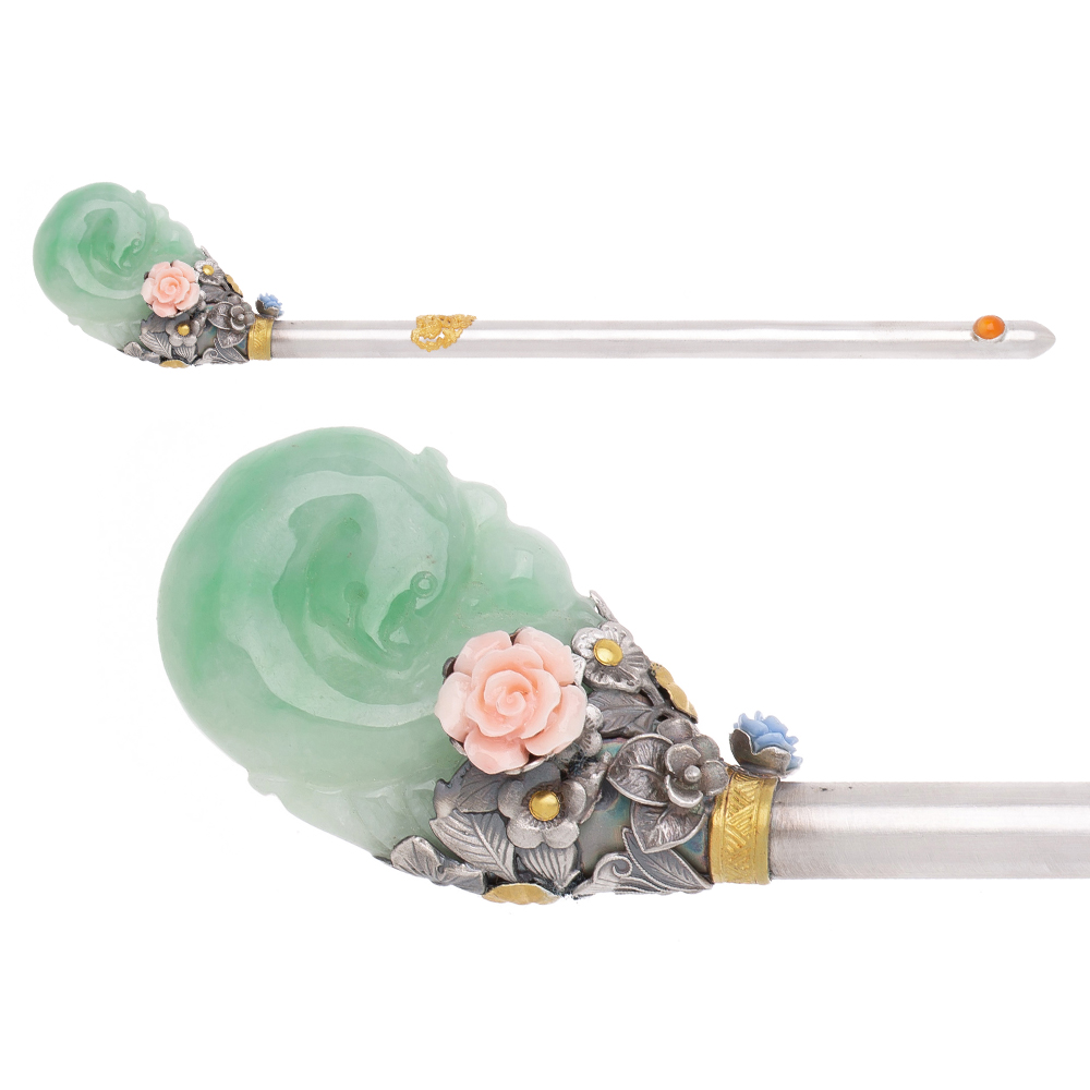 Jade silver binyeo hairpin (NASCHENKA Signature Binyeo)