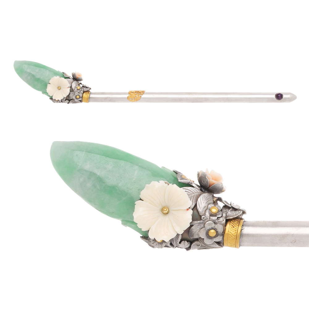 Jade gemstone binyeo hairpin (NASCHENKA Signature Binyeo)