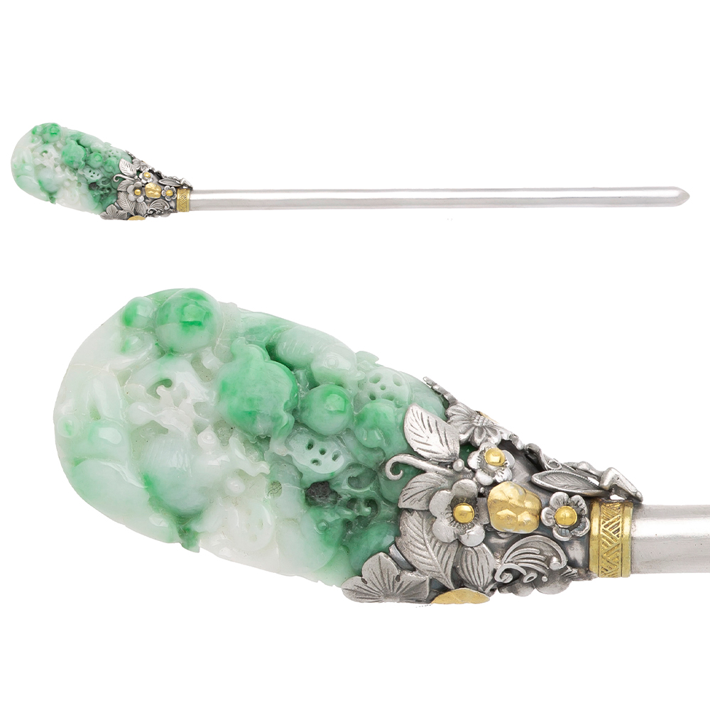 Jade silver binyeo hairpin (NASCHENKA Signature Binyeo)