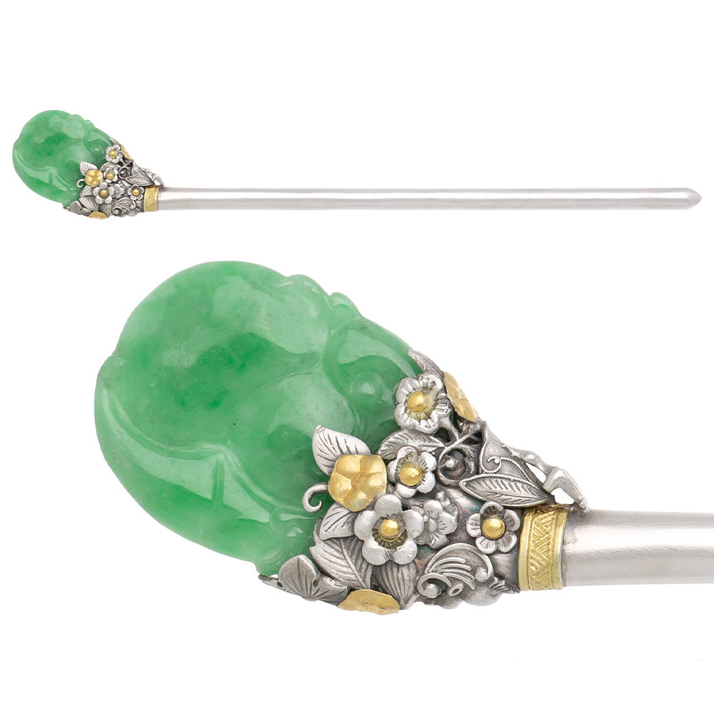Jade silver binyeo hairpin (NASCHENKA Signature Binyeo)