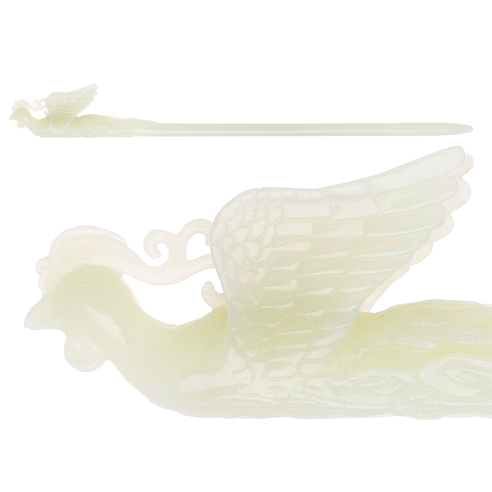 Phoenix white jade binyeo hairpin (Royal Motif Binyeo)