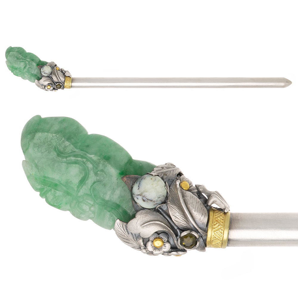 Jade silver binyeo hairpin (NASCHENKA Signature Binyeo)