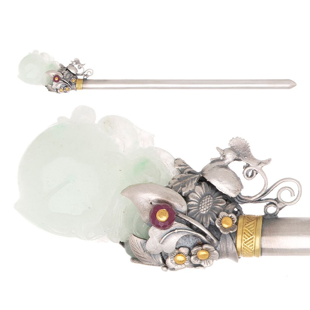 Jade silver binyeo hairpin (NASCHENKA Signature Binyeo)
