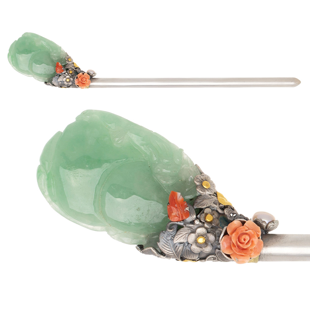 Jade silver binyeo hairpin (NASCHENKA Signature Binyeo)