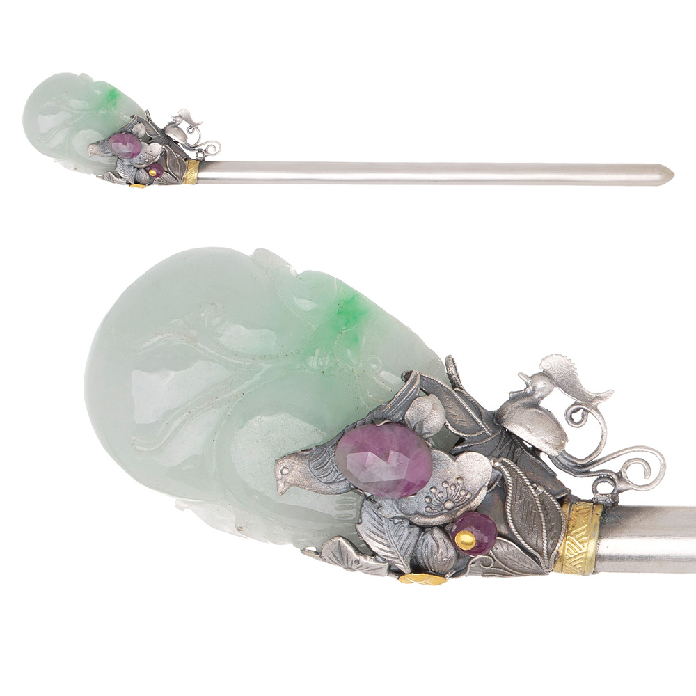 Jade silver binyeo hairpin (NASCHENKA Signature Binyeo)