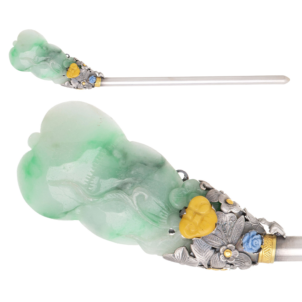 Jade silver binyeo hairpin (NASCHENKA Signature Binyeo)
