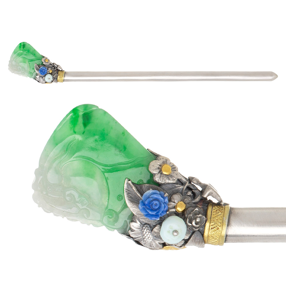 Jade silver binyeo hairpin (NASCHENKA Signature Binyeo)