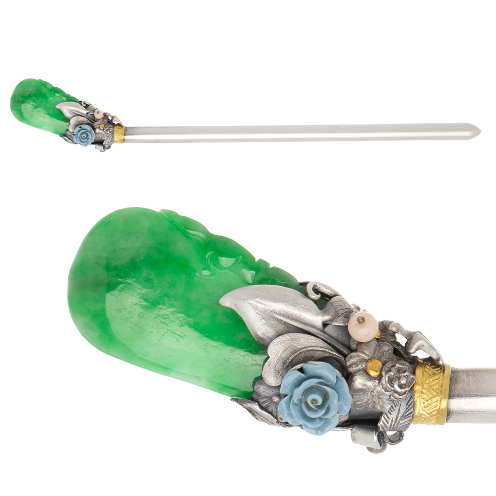 Jade silver binyeo hairpin (NASCHENKA Signature Binyeo)