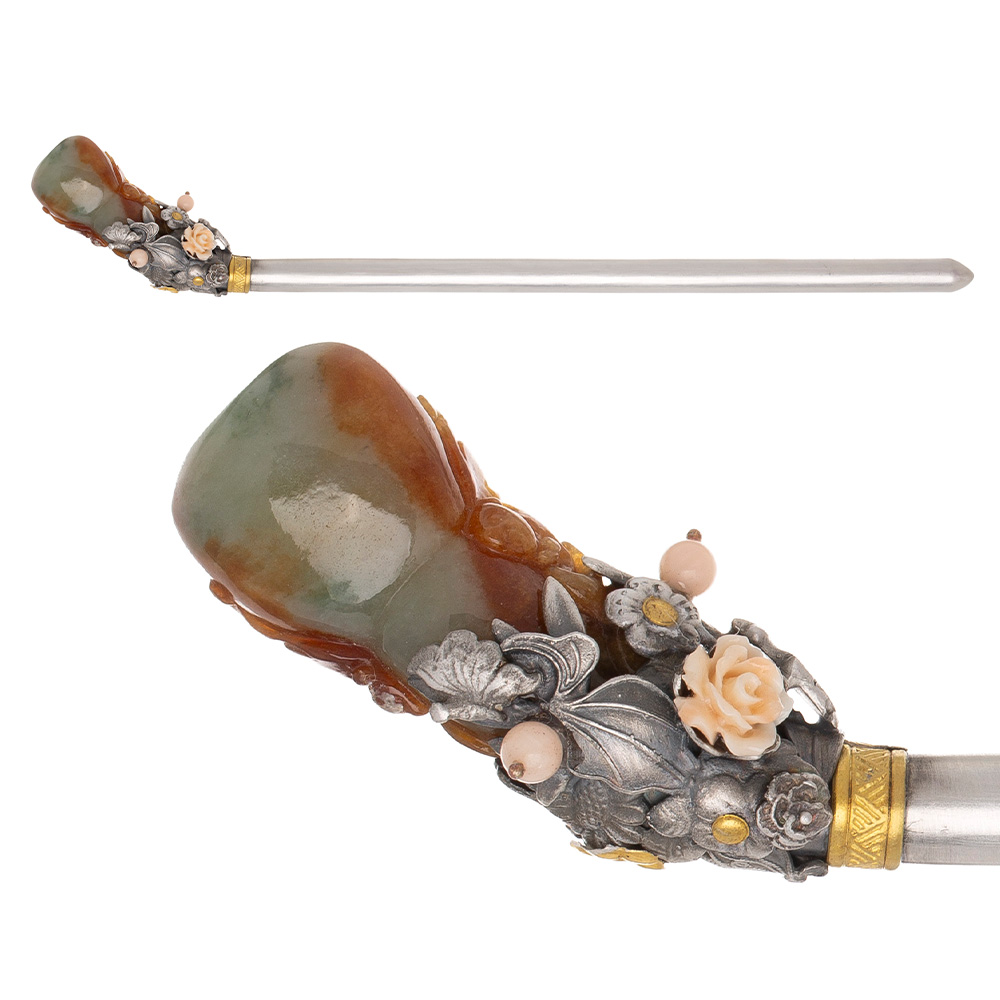 Jade silver binyeo hairpin (NASCHENKA Signature Binyeo)