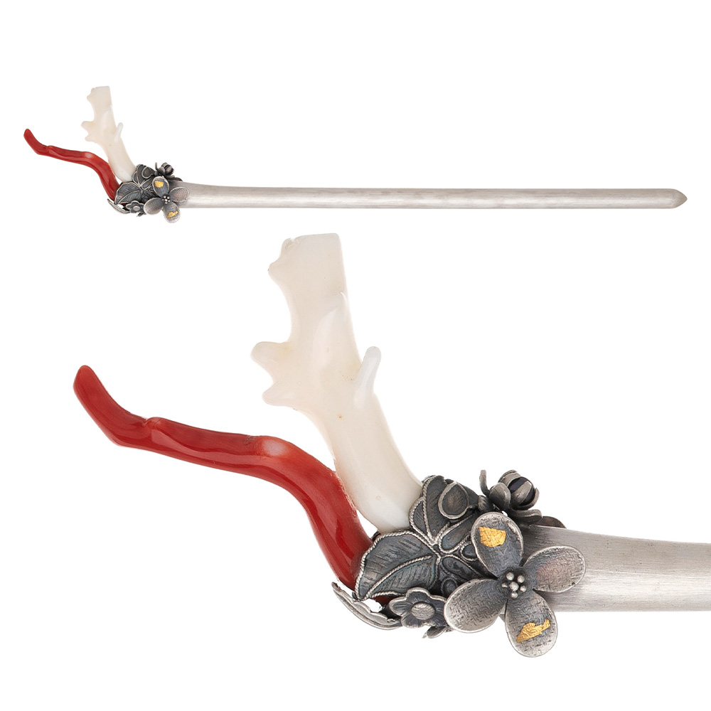 Coral silver binyeo hairpin (Coral Binyeo)