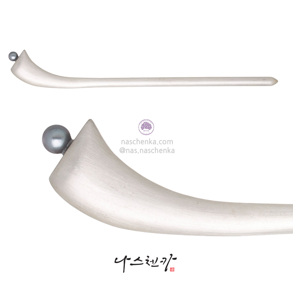 Plain pearl silver binyeo hairpin (Minimal Silver Binyeo)