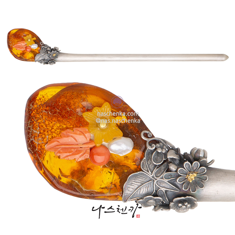 Amber coral binyeo hairpin (Amber Binyeo)