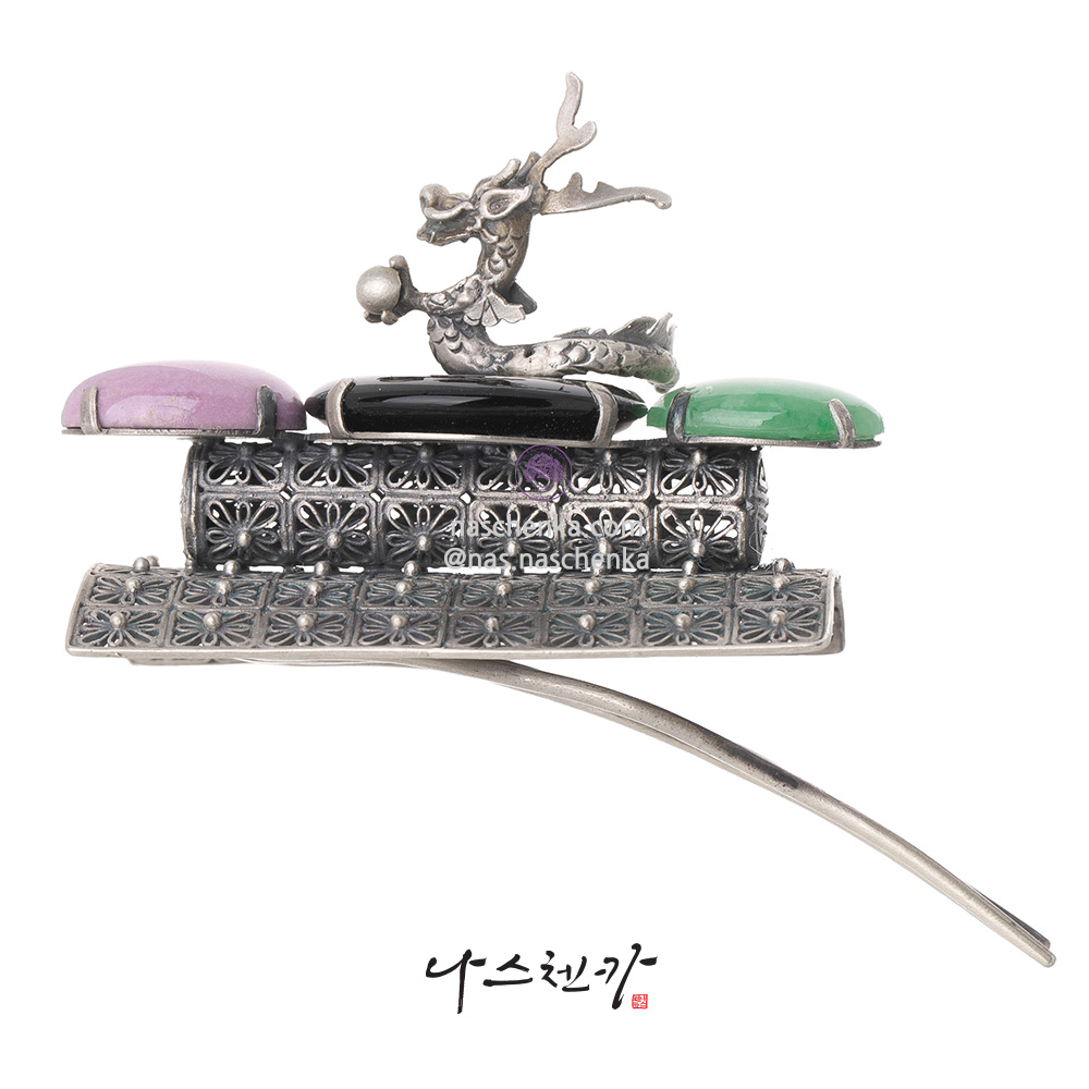 Gemstone silver cheopji hair ornament No. 1