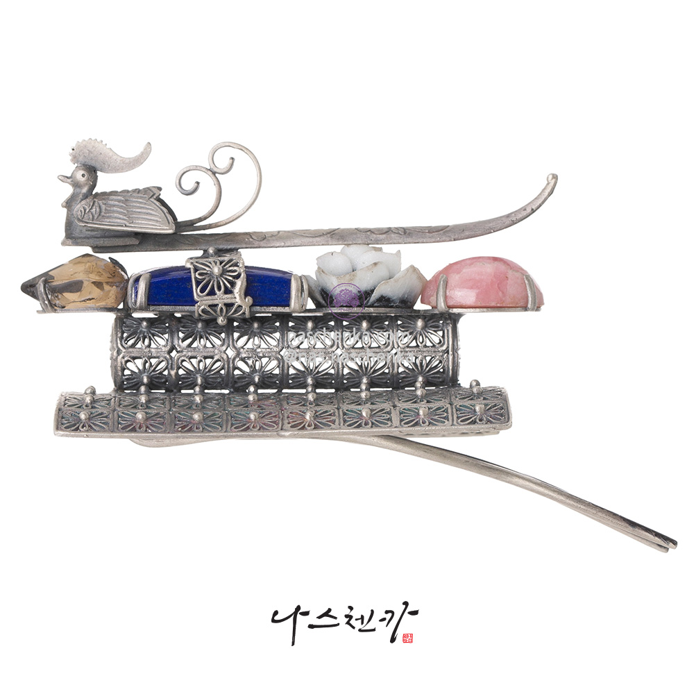 Gemstone silver cheopji hair ornament No. 2