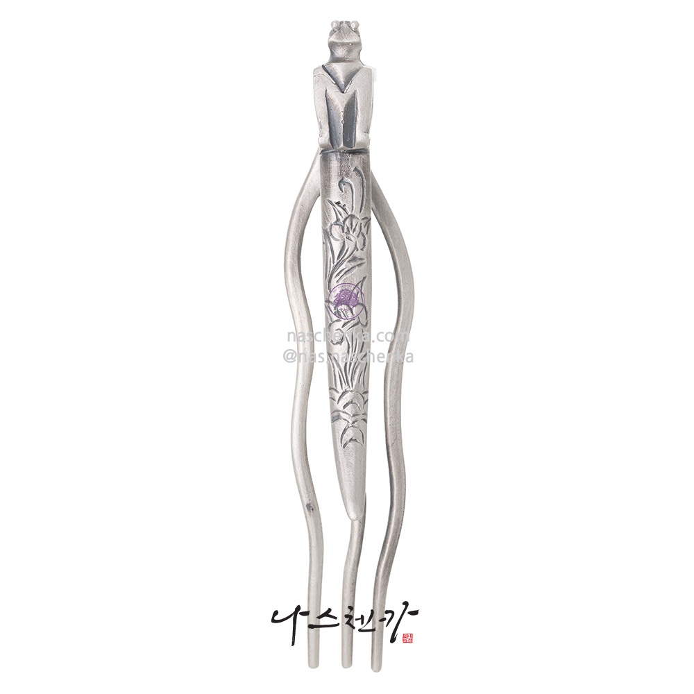 Frog silver cheopji hair ornament