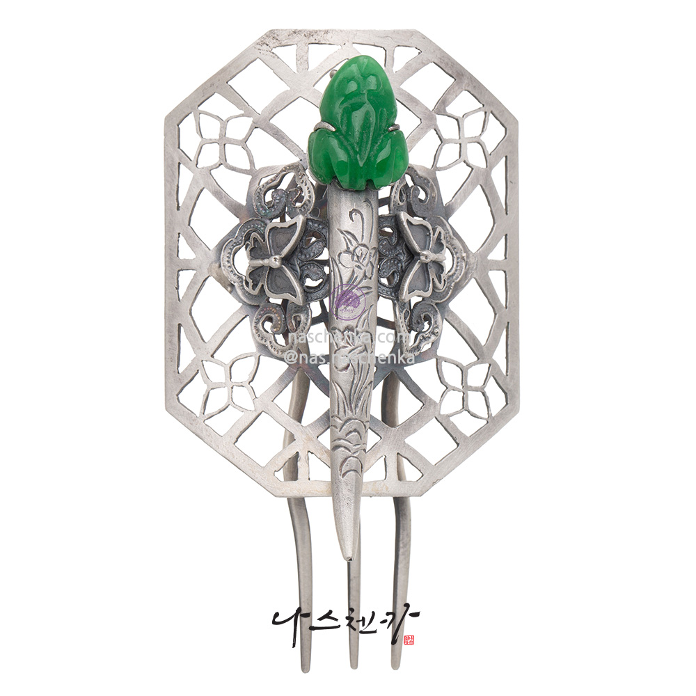 Frog jade silver 925 cheopji hair ornament